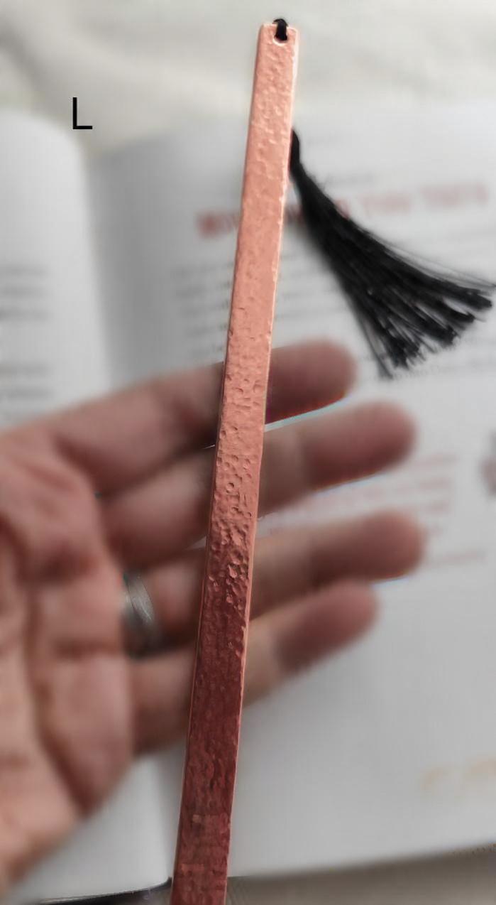 Personalized Copper Bookmark | Hammered Textured Bookmark with Custom Initial/ Date/ Zodiac Charm & Tassel | Gift Idea