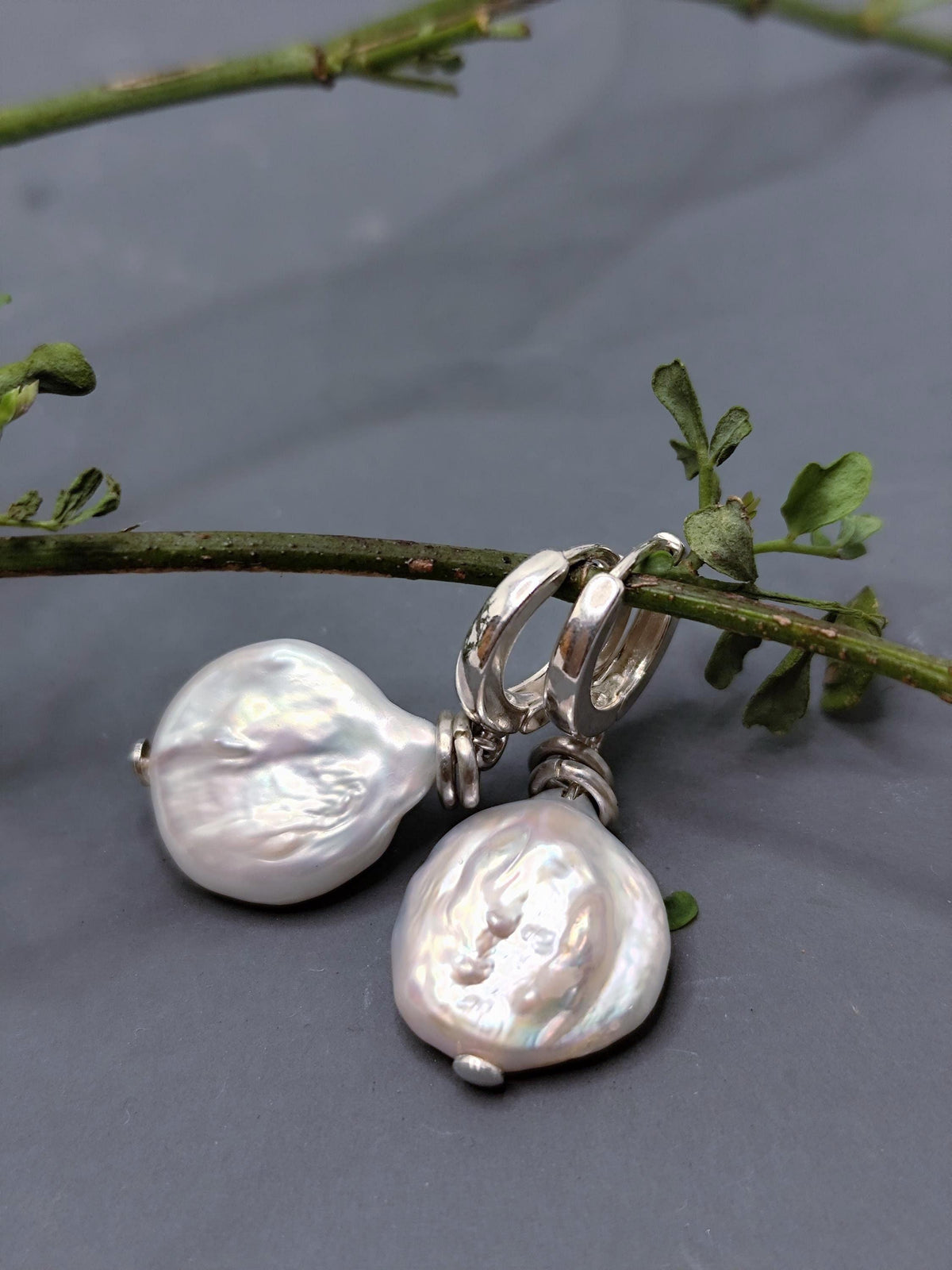 Baroque Pearl Earrings, Large Pearl Earrings, Earrings Pearls Sterling Silver, Natural Pearls Earrings Women, Gift Women, Gifts Wife Ag925