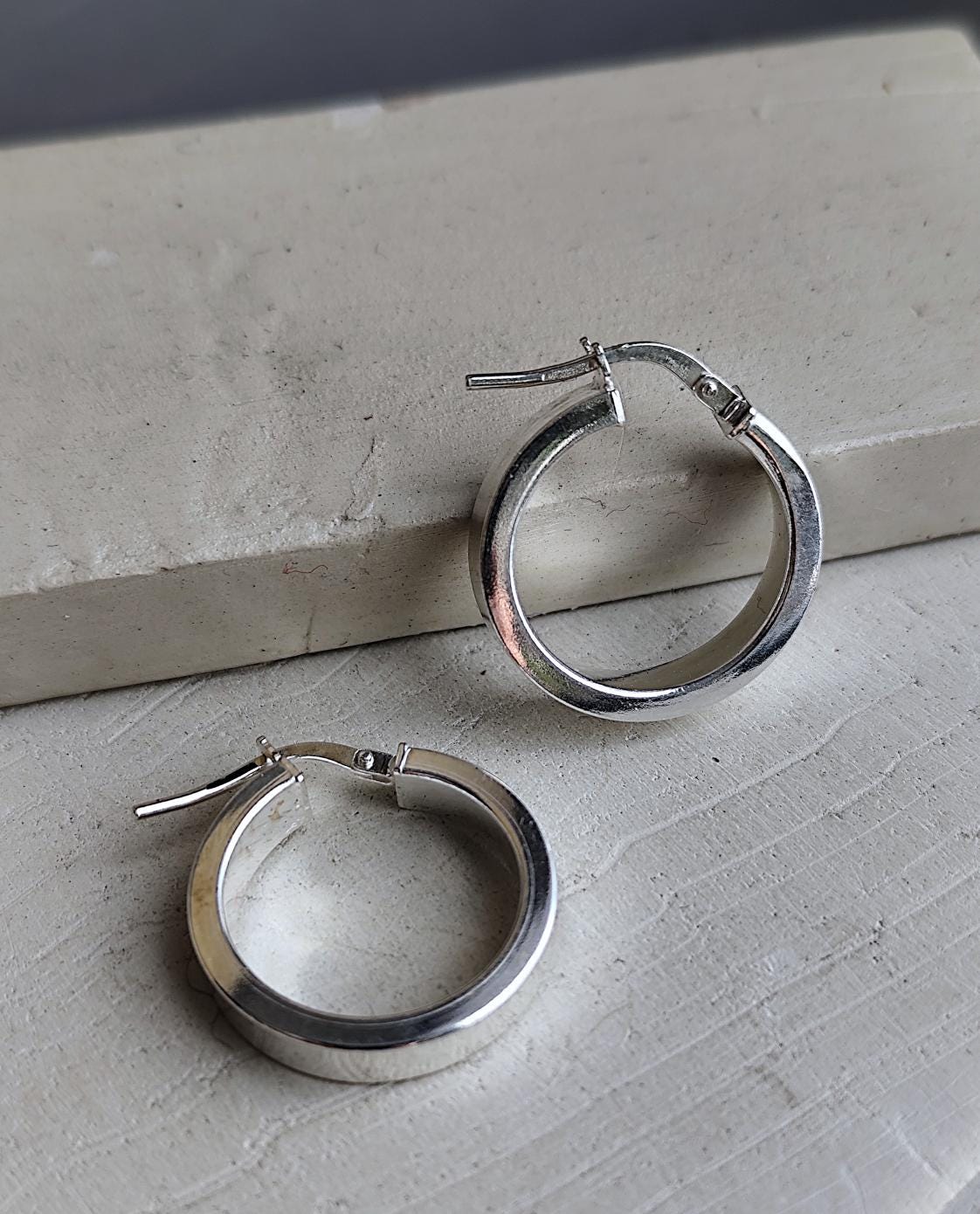 Smooth Large Sterling Silver Hoop Earrings, Thick Tube Classic Hoop Earrings Silver 925, Minimal Jewellery for Him /for Her, Créoles 925