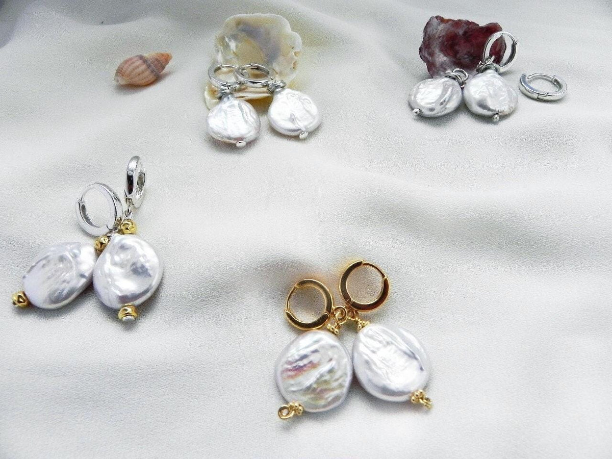 Baroque Pearl Earrings, Large Pearl Earrings, Earrings Pearls Sterling Silver, Natural Pearls Earrings Women, Gift Women, Gifts Wife Ag925
