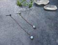 Long Dangle Earrings with Labradorite and Silver Ball - Mismatched or Equal