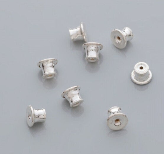 Sterling Silver Earring Backs for Ear Studs 0.8mm - Bullet Style - Sold per Pair