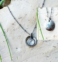 Starry Night Pendant with Crystal Quartz in Sterling Silver - Double Sided 2 Pieces Pendant with Dainty Chain Necklace