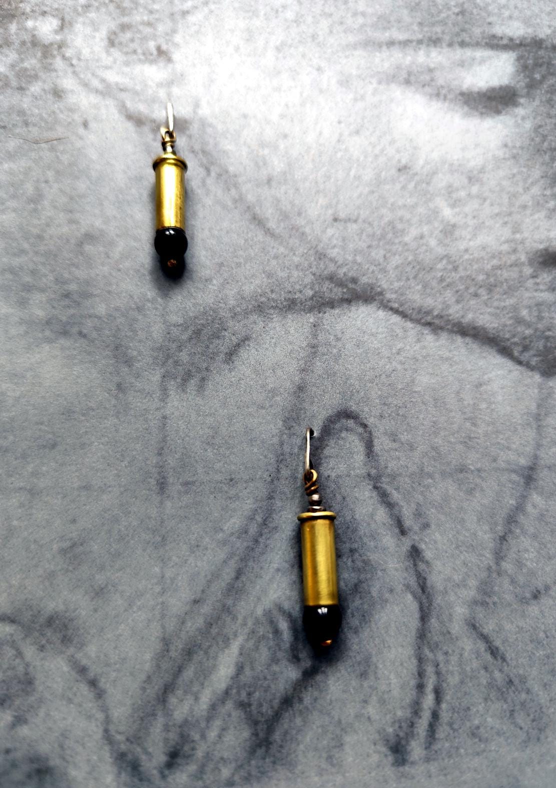 Minimal Black Onyx Earrings Bullet Casing Style