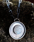 Silver Pendant with Moonstone Face and Handcrafted Chain