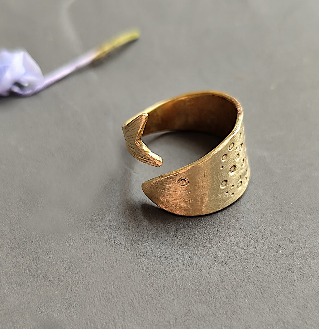 Golden Brass Wrap Fish Ring