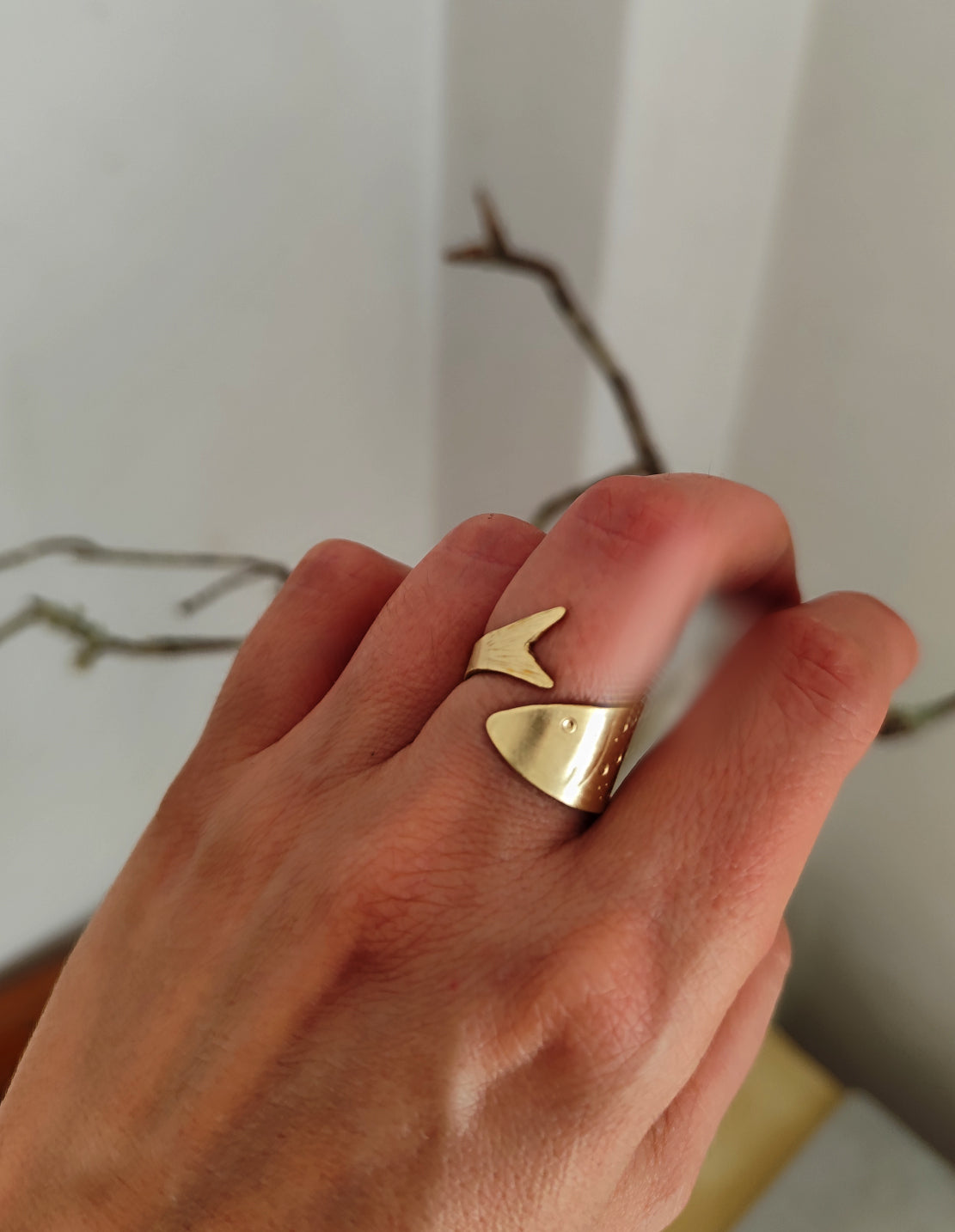 Golden Brass Wrap Fish Ring