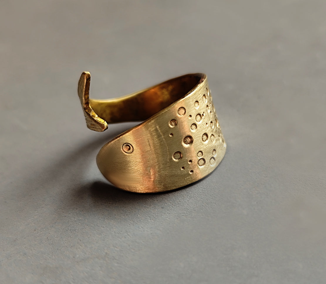 Golden Brass Wrap Fish Ring