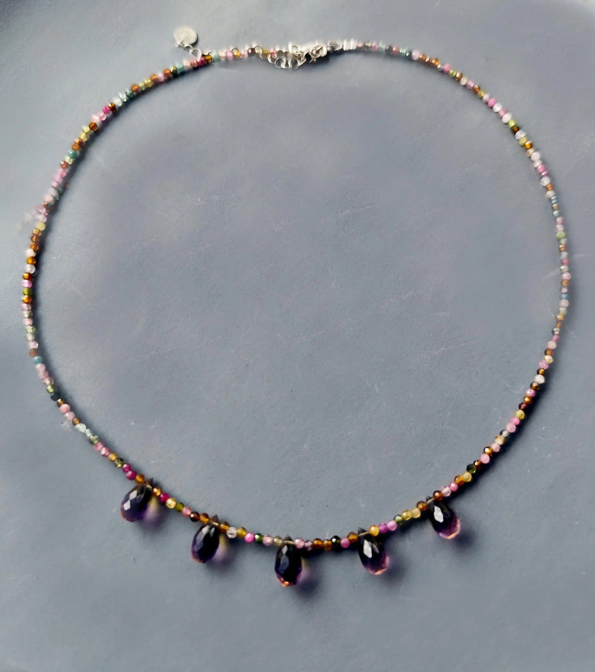 Dainty Tourmaline Choker with Ametrine Drops