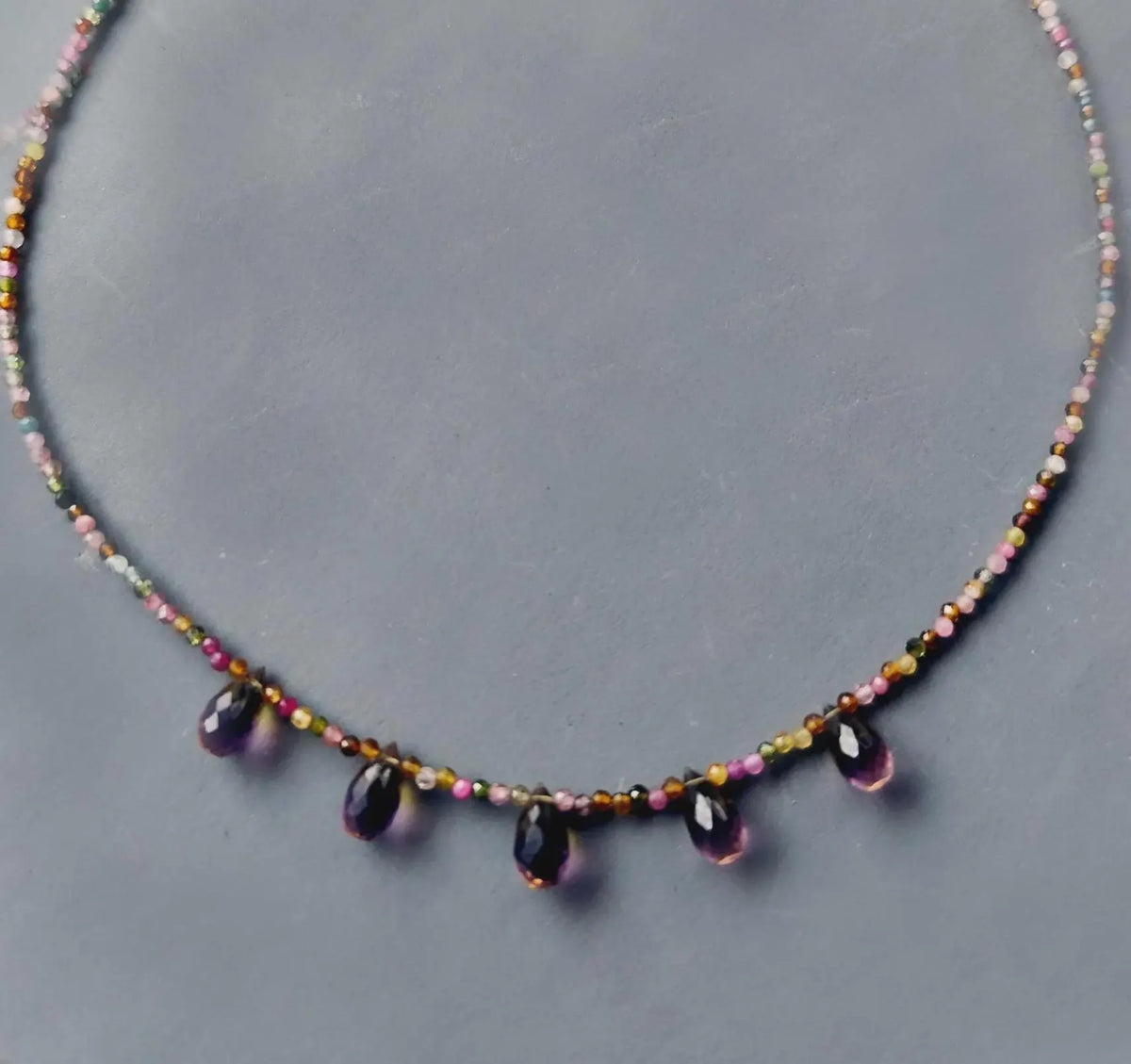 Dainty Tourmaline Choker with Ametrine Drops