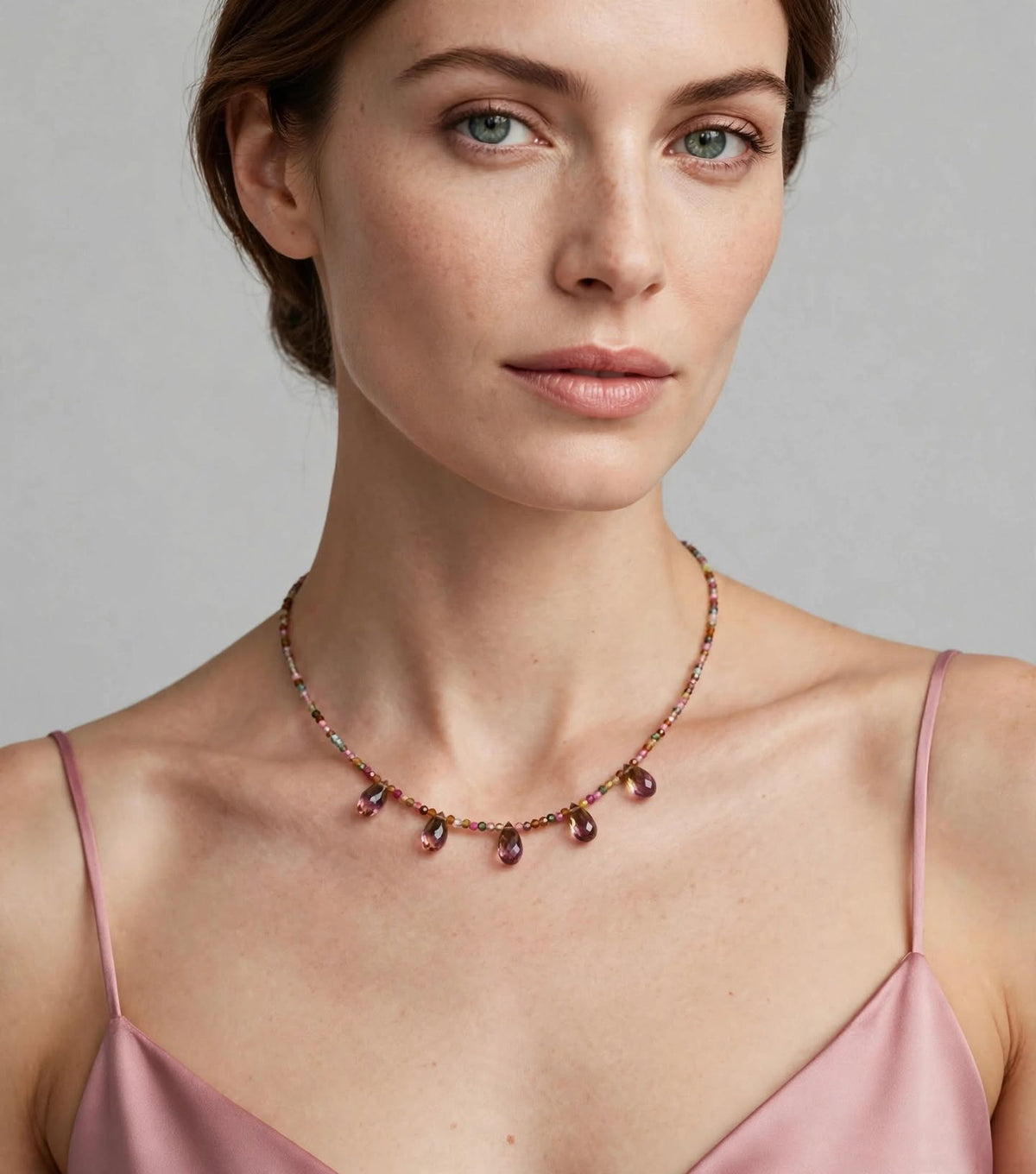 Dainty Tourmaline Choker with Ametrine Drops