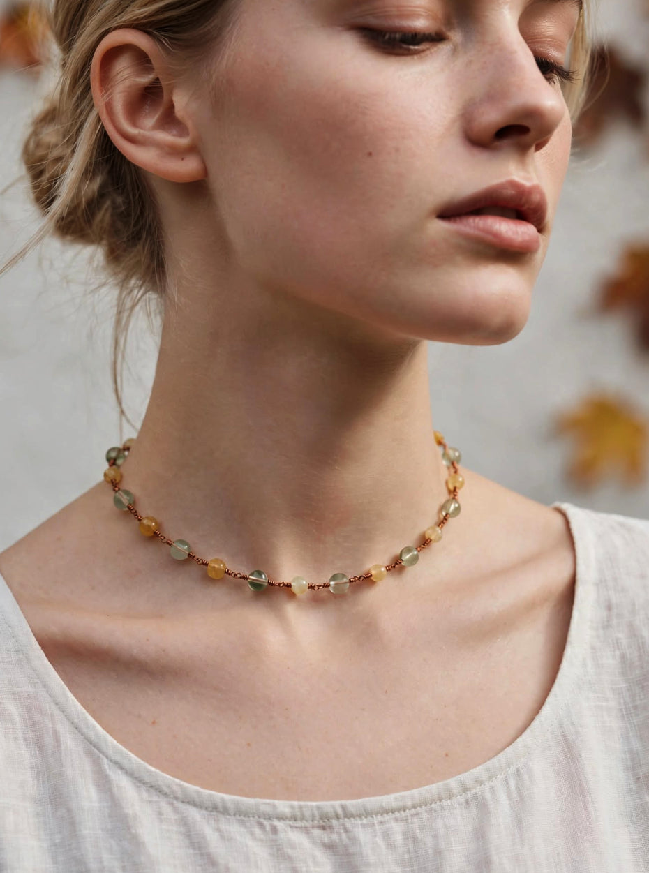 Aventurine & Yellow Quartz Handmade Copper Choker