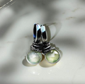 Soothing Green Prehnite Hoop Earrings Antiqued Silver